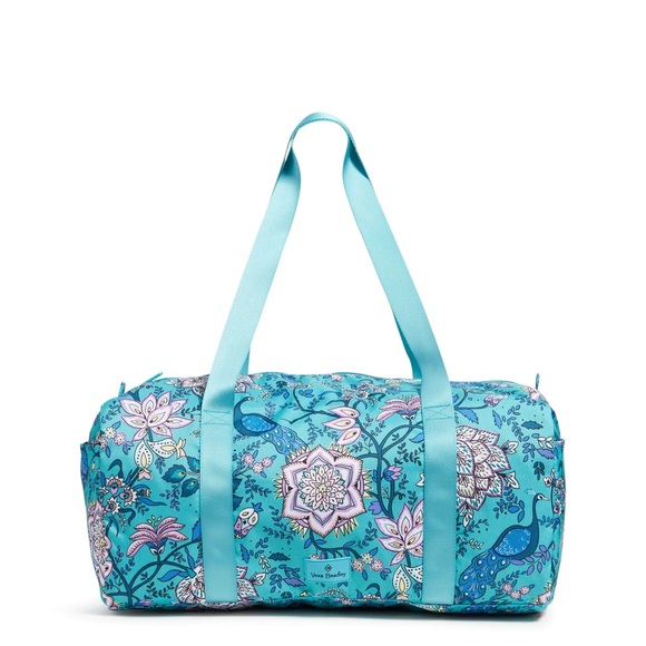 Vera Bradley Lighten Up Large Traveler Duffel and cosmetic bag Peacock Garden - Picture 8 of 16